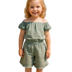 Σετ Λινό Τοπ με Ώμους & Σορτς SRFN