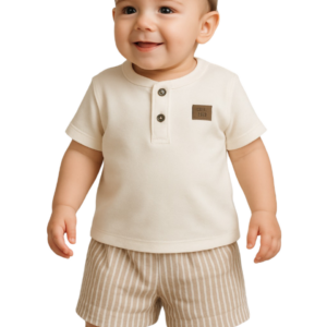 Σετ Πικέ Μπλούζα με Ριγέ Βερμούδα Λινή SRFN